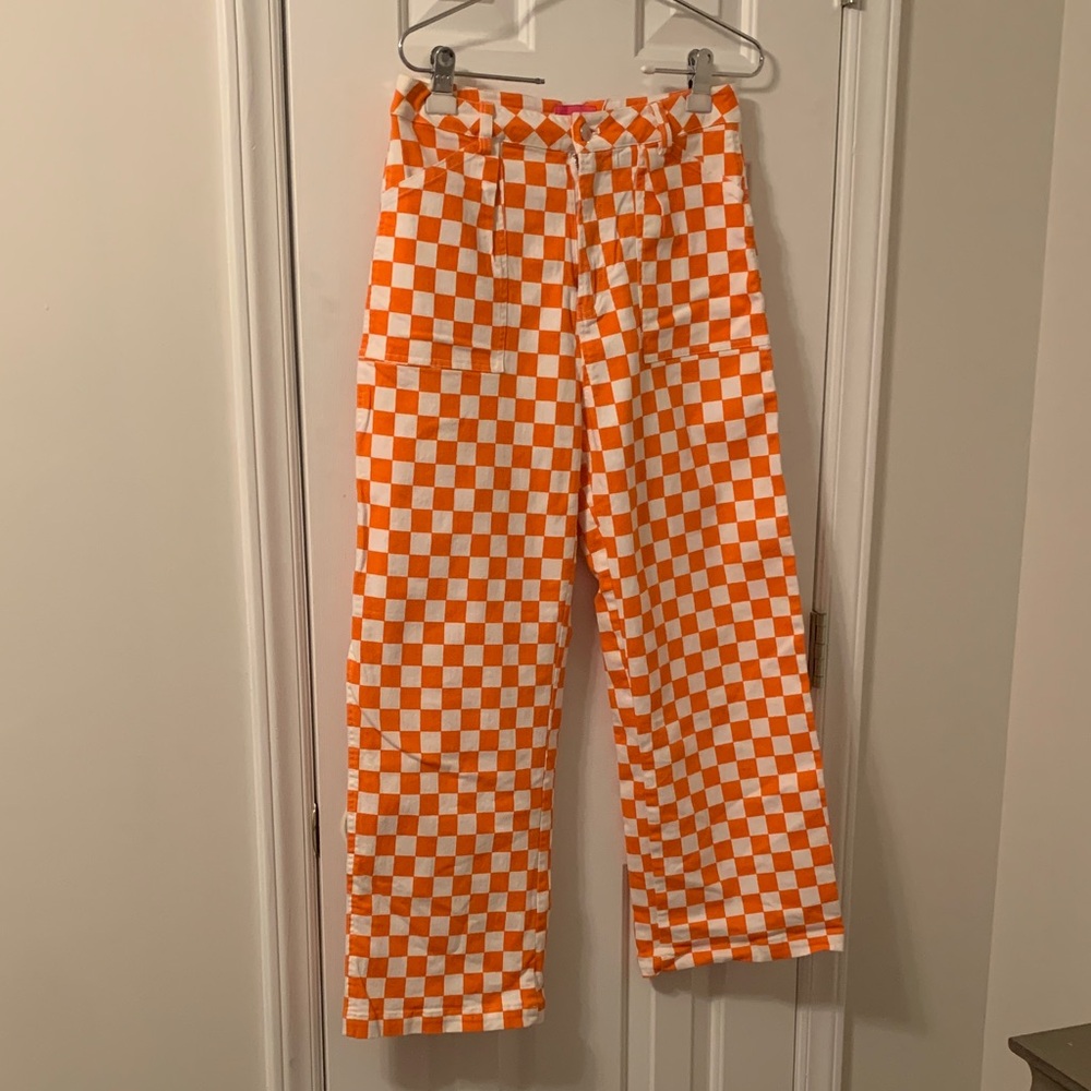Orange and White Checkered Pants